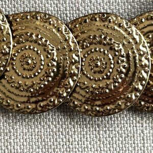 Metallic Gold Disc Stretch Belt Concho Statement Disco Gypsy Medallion